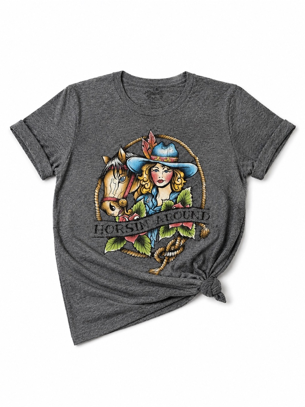 AMERICAN HIGHWAY WOMEN'S HORSIN AROUND SHORT SLEEVE TEE SIZE SMALL